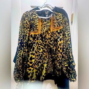 Blink by London for anthropologie 
Leopard Print peasant Blouse